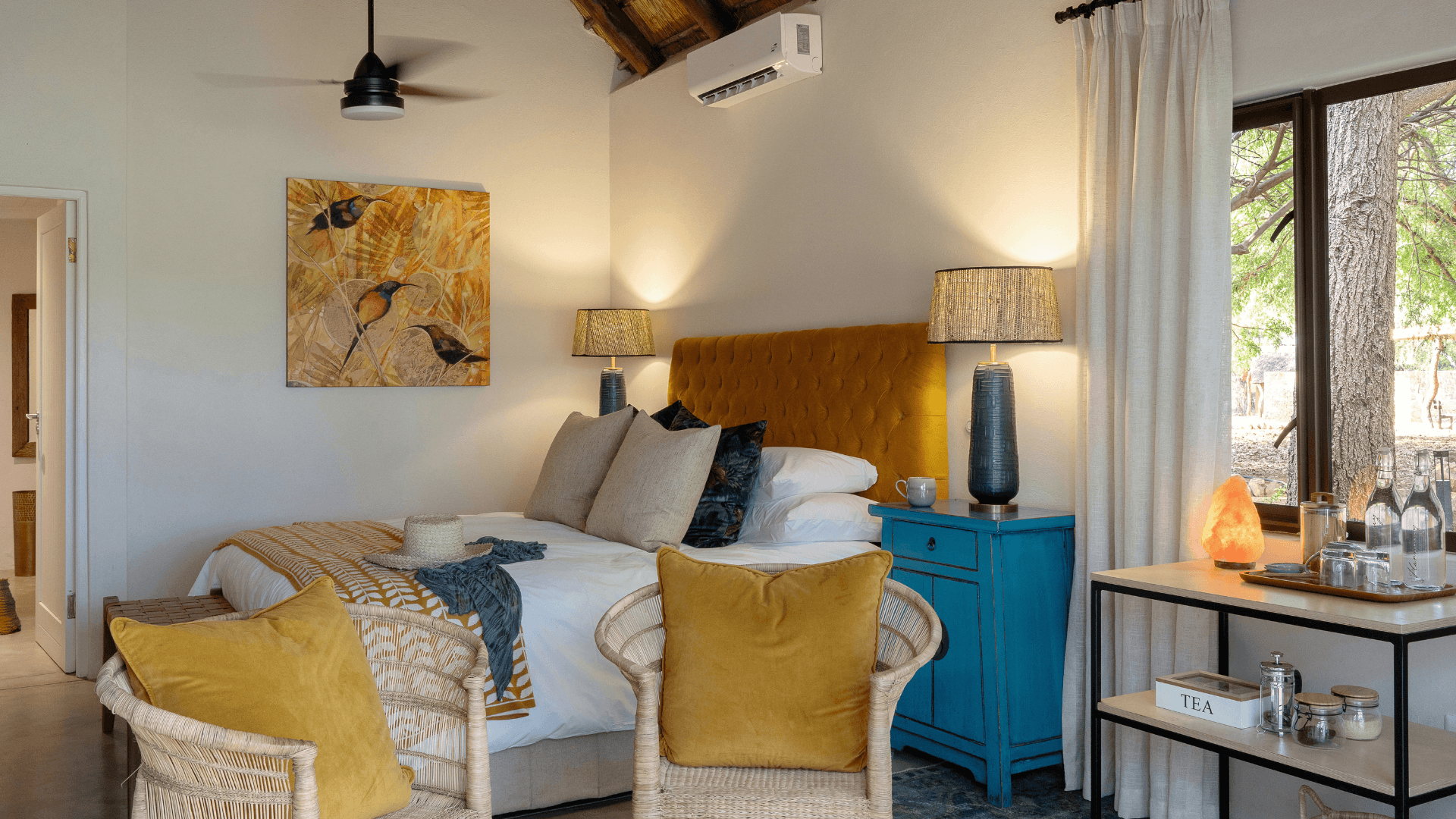 A luxury riverfront suite with a view